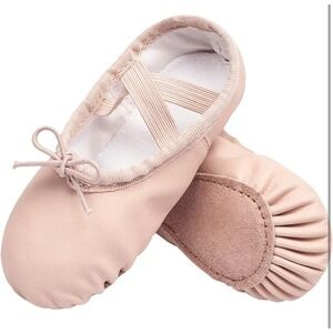 STELLE Ballet Dance Shoes Slippers w/ Laces Toddler Size 5 MT Nude Tan Pink New